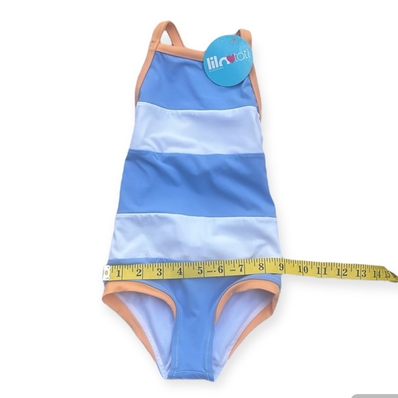 Lilo Tati Neon Colorblock Orange NWT, blue and white stripes, Size 3 - Picture 4 of 9